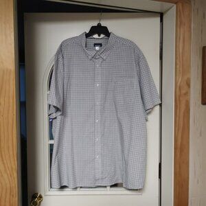 New Basic Editions Easy Care Blue Green Short Sleeve Button Down Men's 5XL